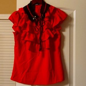 Kosmios Queen Bee Ruffle Blouse  Sz M
